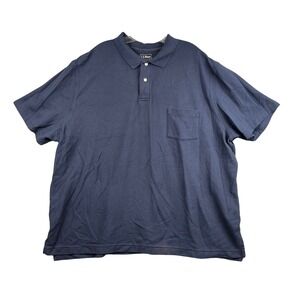 LL Bean Mens Traditional Fit Polo Shirt 3XL Reg Navy Blue Short Sleeve Pocket